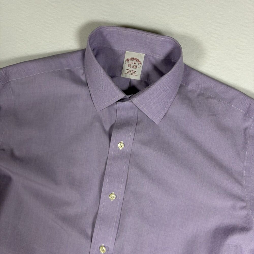 Brooks Brothers Traditional Fit 16-35 Purple French Cuff Non-Iron Dress Shirt